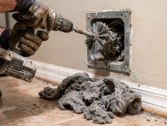 Certified Warrensville Heights Dryer Vent Cleaning technician performing dryer vent cleaning in Warrensville Heights