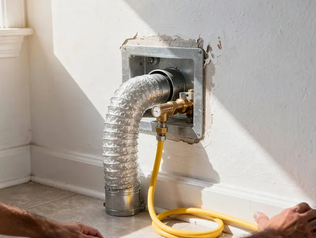 Warrensville Heights Dryer Vent Cleaning certified technician performing specialized gas dryer vent cleaning in Warrensville Heights